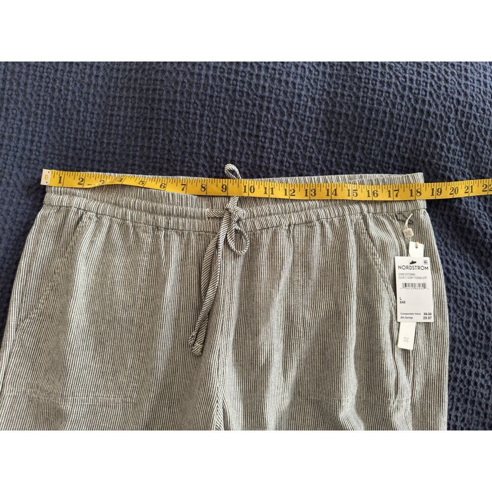 Caslon Women’s Striped Linen Blend Wide Leg Drawstring Pants L Boho - Picture 5 of 9